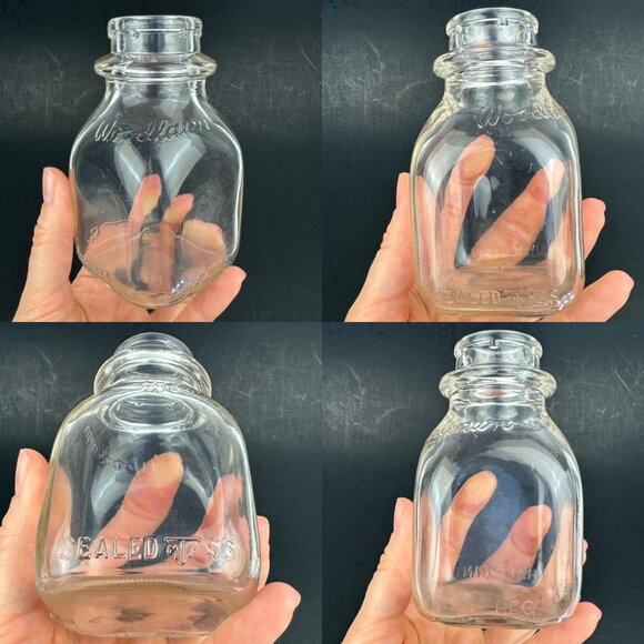 Retro Woodlawn Dairy Clear Glass Small Milk Bottle Scranton Pennsylvania History - Picture 6 of 6